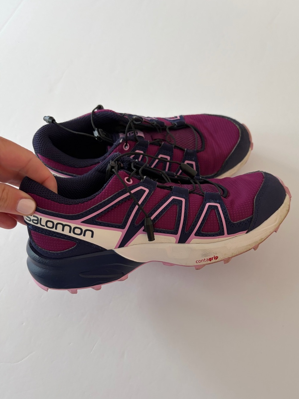 Salomon Speedcross Junior Trail Running Shoes Size 2 Youth Kids Magenta/Navy